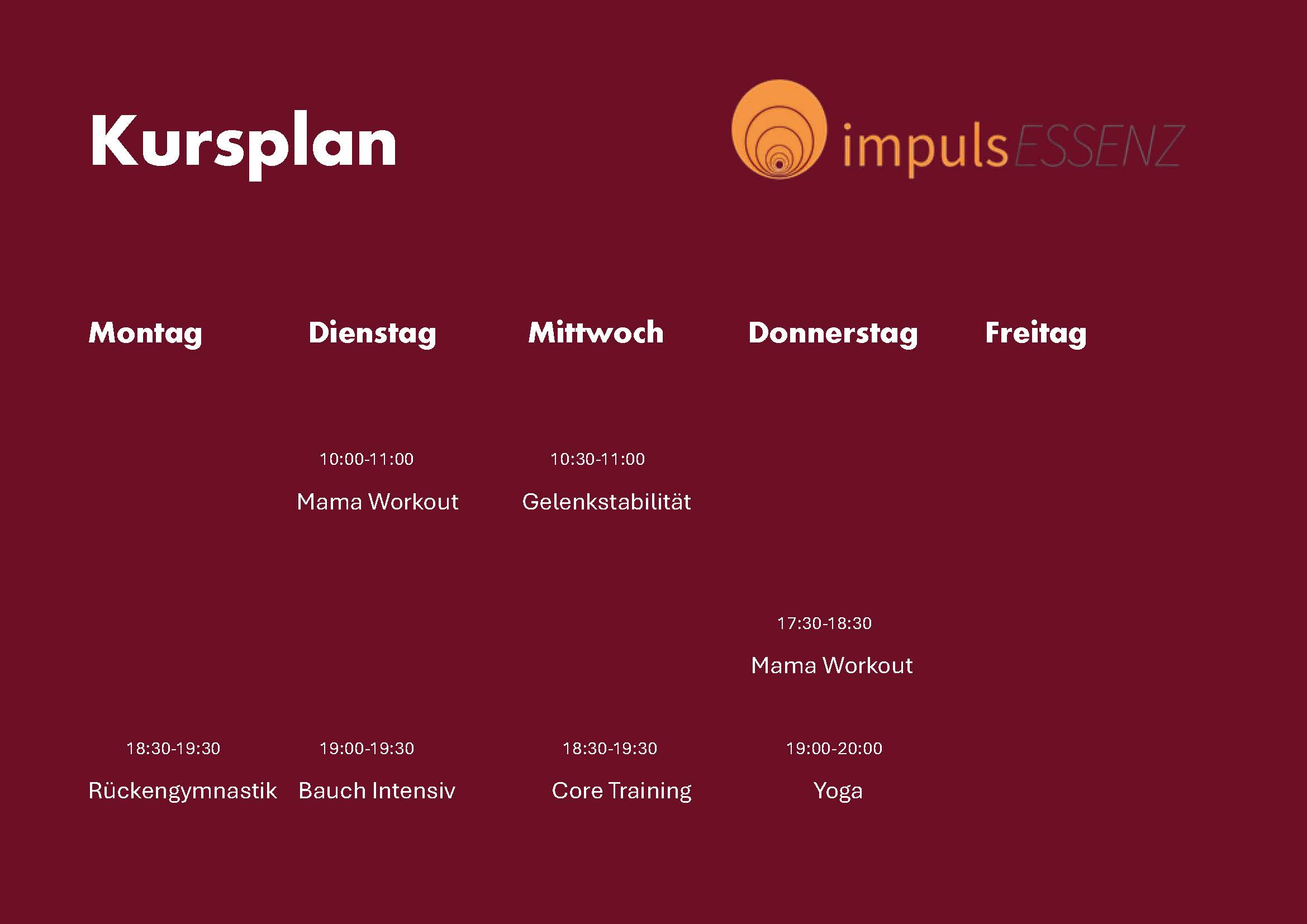 Kursplan 2025 Kursplan 2025 - impulsESSENZ in Böblingen