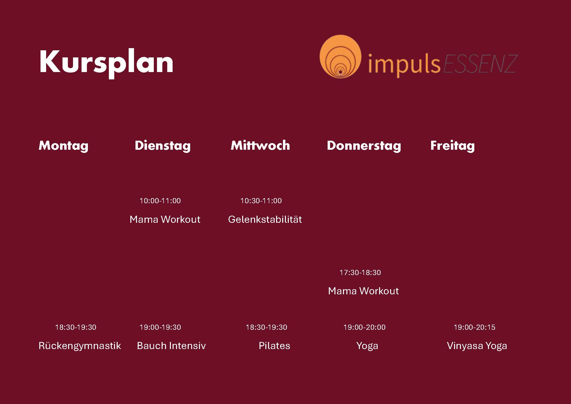 Kursplan von impulsESSENZ in Böblingen